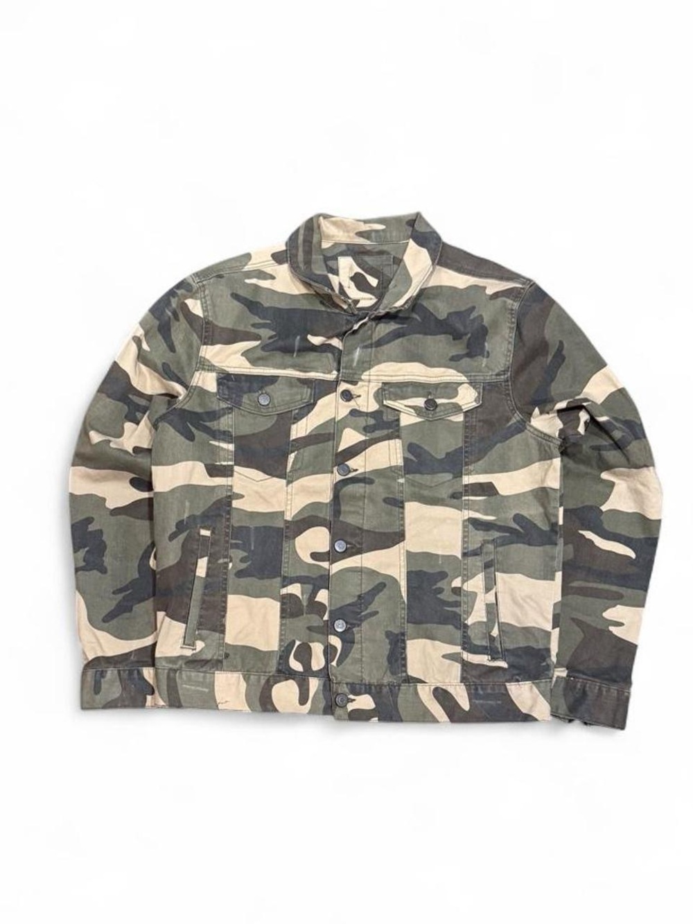 Vintage Camo Trucker Button Down Light Jacket
